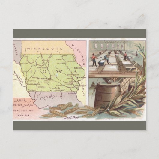 Vintage Iowa Map ポストカード (正面)