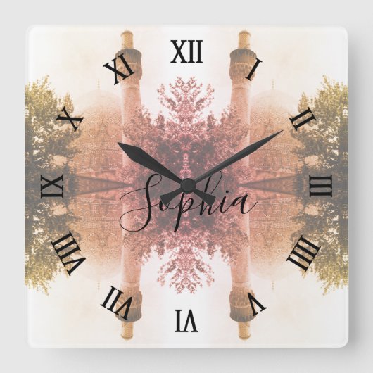 Vintage Iran Isfahan royal mosque スクエア壁時計 (正面)