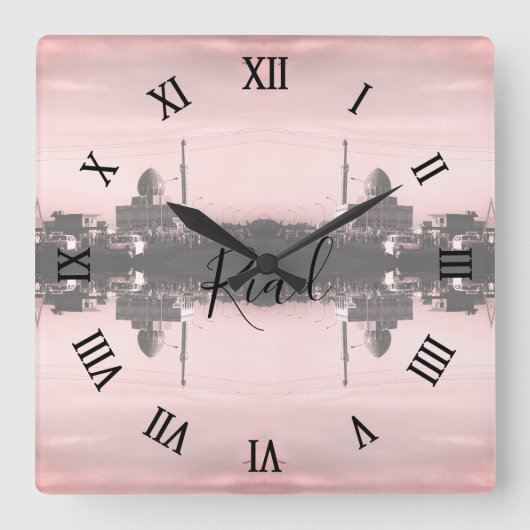 Vintage Iraq Baghdad Buniya Mosque スクエア壁時計 (正面)