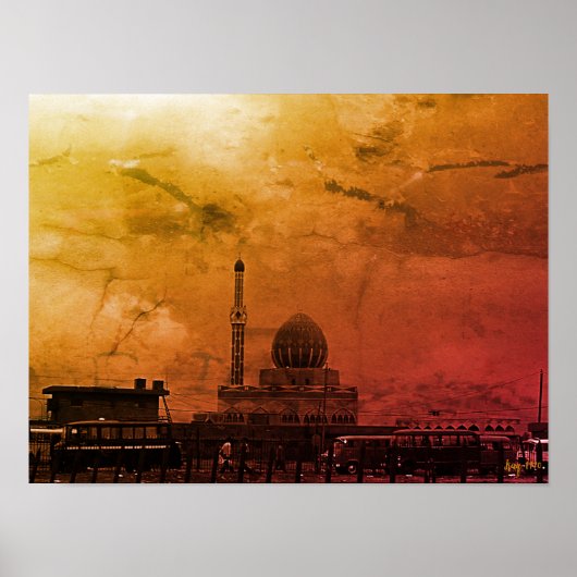 Vintage Iraq Baghdad Buniya Mosque ポスター (正面)
