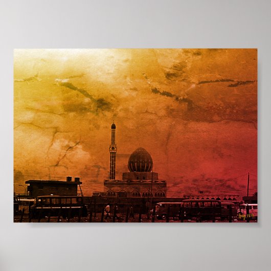 Vintage Iraq Baghdad Buniya Mosque ポスター (正面)