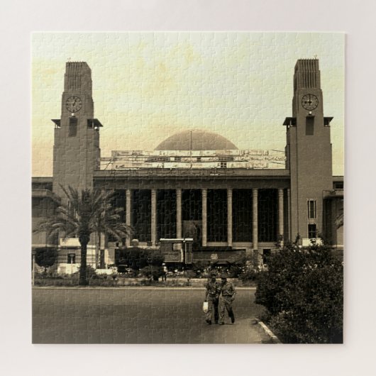 Vintage Iraq Baghdad central railway station ジグソーパズル (横)