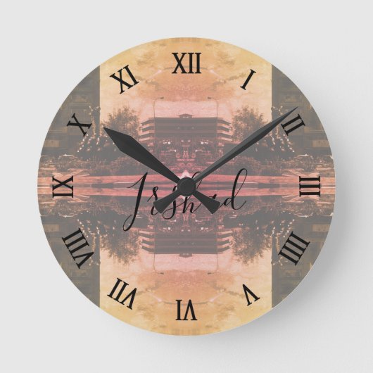 Vintage Iraq Baghdad fountain ラウンド壁時計 (正面)