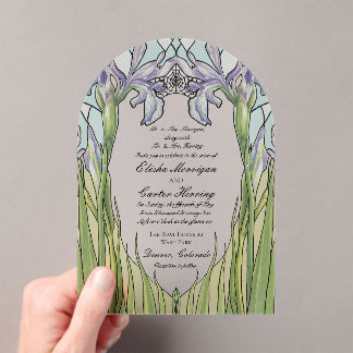 Vintage Iris Stained Glass Effect Wedding  アクリル招待状