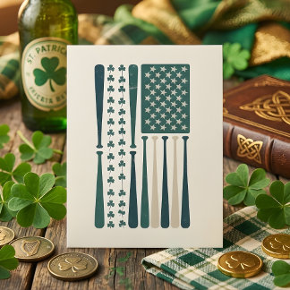 Vintage Irish American Shamrock Flag Art シーズンカード