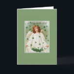 Vintage Irish Christmas Greeting Card シーズンカード<br><div class="desc">Victorian / Vintage Irish Christmas greeting card.  Lovely Angel surrounded by shamrocks!  Nollaig Shona Duit!  Merry Christmas!</div>