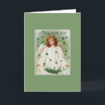 Vintage Irish Christmas Greeting Card シーズンカード<br><div class="desc">Victorian / Vintage Irish Christmas greeting card.  Lovely Angel surrounded by shamrocks!  Nollaig Shona Duit!  Merry Christmas!</div>