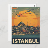 Vintage Istanbul Cityscape ポストカード (正面/裏面)
