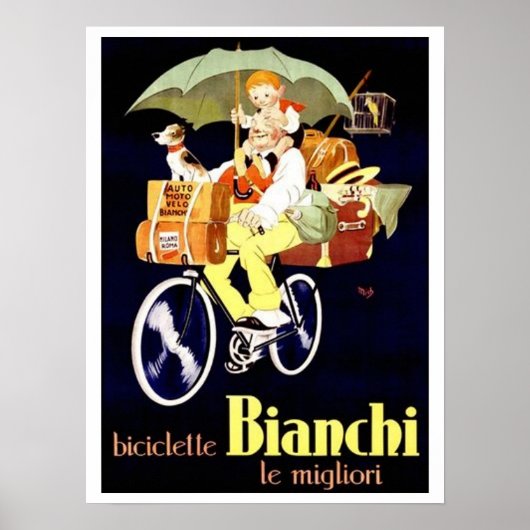 Vintage Italian Bianchi Bicycle Ad ポスター (正面)