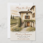 Vintage Italian Farmhouse Photo Save the Date 招待状 (正面)