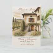 Vintage Italian Farmhouse Photo Save the Date 招待状 (スタンド正面)
