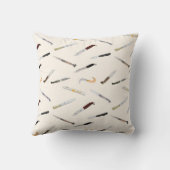 Vintage Italian Knives Pattern Throw Pillow クッション (裏面)
