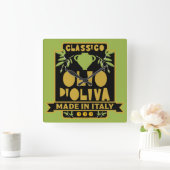 Vintage Italian Olive Oil   スクエア壁時計 (ホーム)