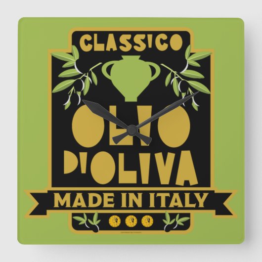 Vintage Italian Olive Oil   スクエア壁時計 (正面)