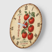 Vintage Italian Tomatoes Rustic Farmhouse Kitchen ラージ壁時計 (傾斜)