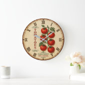 Vintage Italian Tomatoes Rustic Farmhouse Kitchen ラージ壁時計 (ホーム)