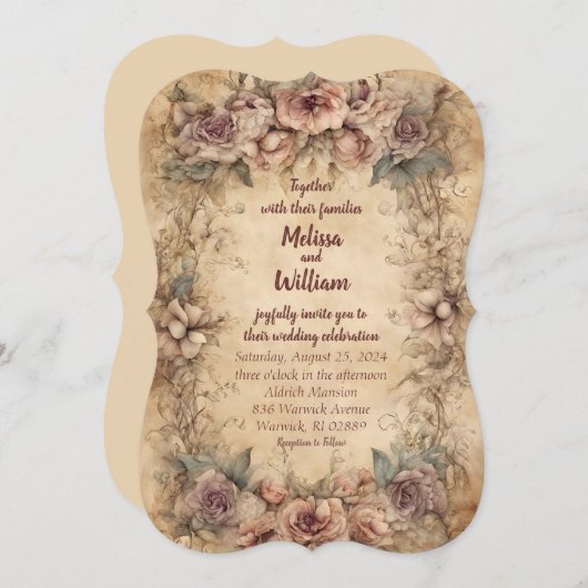 Vintage Italian Wedding 招待状 (正面/裏面)