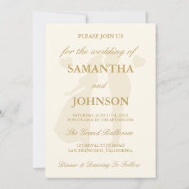 Vintage Ivory Elegant Photo Wedding 招待状