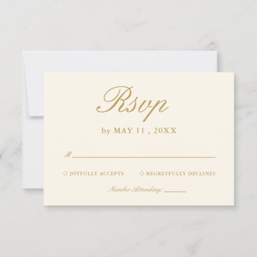 Vintage Ivory Elegant Wedding RSVP Card (正面)