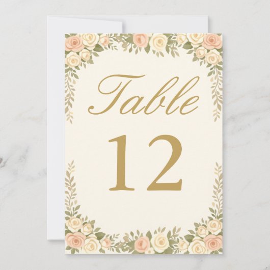 Vintage Ivory Elegant Wedding Table Number 招待状 (正面)