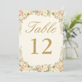 Vintage Ivory Elegant Wedding Table Number 招待状 (スタンド正面)
