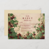 Vintage Ivy and Berries Wedding 出欠カード (正面/裏面)