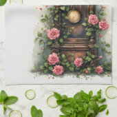 Vintage Ivy Rose Grandfather Clock キッチンタオル (折り畳み)