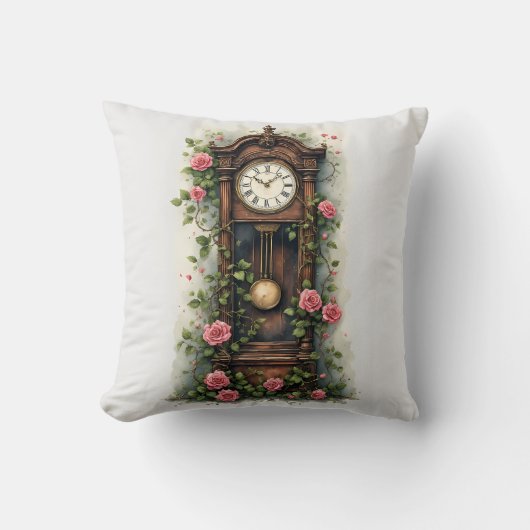 Vintage Ivy Rose Grandfather Clock クッション (正面)