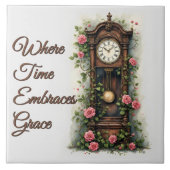 Vintage Ivy Rose Grandfather Clock タイル (正面)