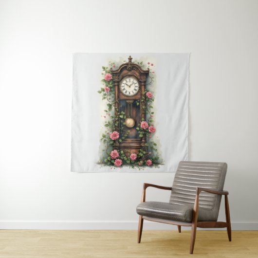 Vintage Ivy Rose Grandfather Clock タペストリー (インサイチュ)