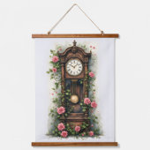 Vintage Ivy Rose Grandfather Clock 吊り下げ型タペストリー (正面)
