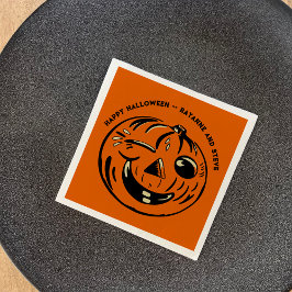Vintage Jack-o-Lantern Pumpkin Custom Halloween スタンダードカクテルナプキン