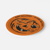 Vintage Jack-o-Lantern Pumpkin Custom Halloween ペーパープレート (アングル)