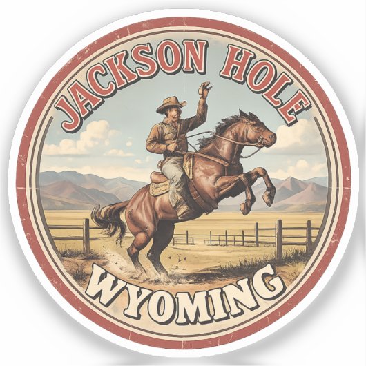 Vintage Jackson Hole Bucking Bronco wyoming gits シール (正面)