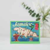 Vintage Jamaica Island Map Postcard ポストカード (スタンド正面)