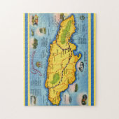 Vintage Jamaica Map Postcard ジグソーパズル (縦)