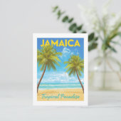 Vintage Jamaica Tropical Paradise Palm Tree Beach ポストカード (スタンド正面)