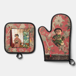 Vintage Japan Ningyo Pot Holder Set 鍋つかみ&鍋敷きセット