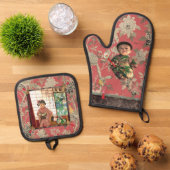 Vintage Japan Ningyo Pot Holder Set 鍋つかみ&鍋敷きセット (トップダウン)