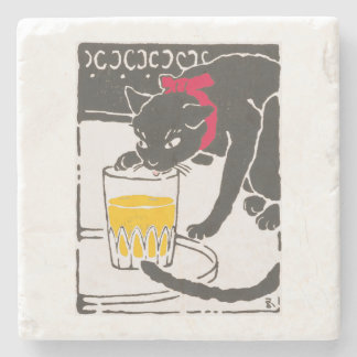 Vintage Japanese Beer Cat Art Goyo Retro ストーンコースター