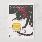 Vintage Japanese Beer Cat Art Goyo Retro ポストカード (正面)