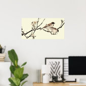 Vintage Japanese Birds And Cherry Blossoms ポスター (ホームオフィス)