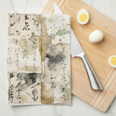 Vintage Japanese Calligraphy Art (2) キッチンタオル (四つ折り)