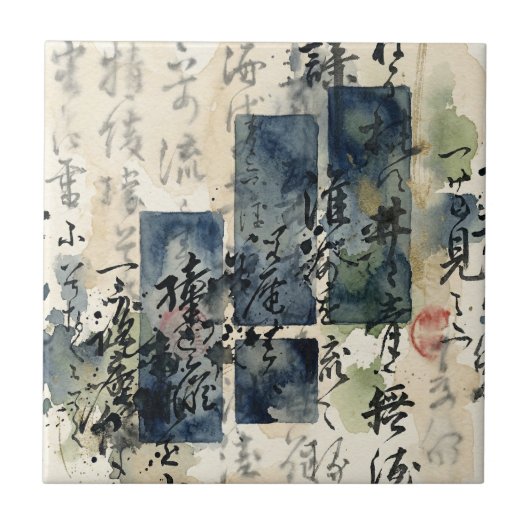 Vintage Japanese Calligraphy Art (4) タイル (正面)