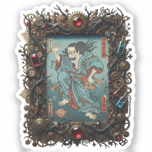 Vintage Japanese Gothic Collage  Sticker シール (正面)