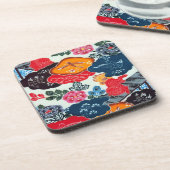 Vintage Japanese Kimono Textile (Bingata) コースター (左側)