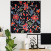 Vintage Japanese Kimono Textile (Bingata) ポスター (ホームオフィス)