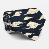 Vintage Japanese Navy Cloud Pattern ネクタイ (ロール)