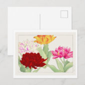 Vintage Japanese Peony Woodblock Print ポストカード (正面/裏面)
