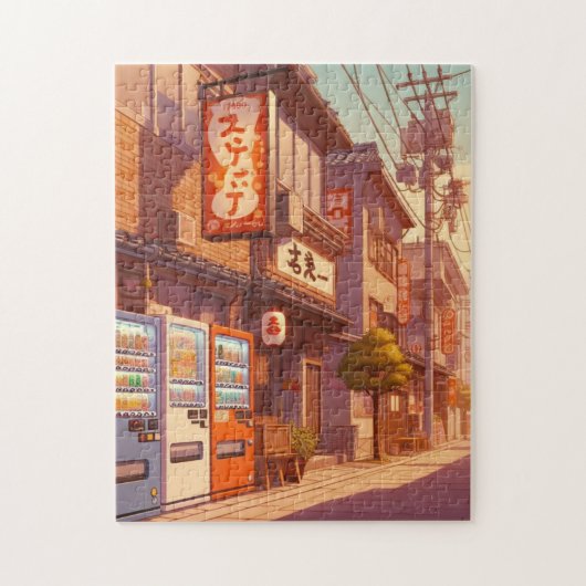 Vintage Japanese Street – Evening Light Puzzle ジグソーパズル (縦)